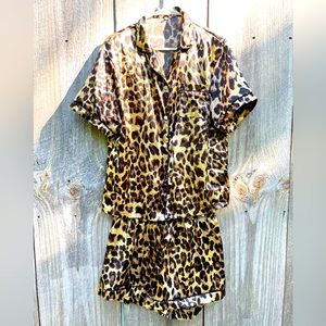 Leopard print pajamas! Only worn once.